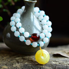 Pulseira fina de pedra natural para mulheres, pulseira branca de pedra amarela com botão de segurança da sorte para mulheres 2024 - compre barato