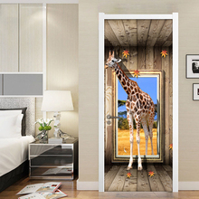 Pegatinas de puerta 3D para sala de estar, calcomanías artísticas de pared, Mural, papel tapiz 2024 - compra barato