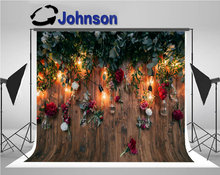 Rustic Wedding Zone Light Flower Leaves Wood backgrounds  High quality Computer print wedding backdrop 2024 - buy cheap