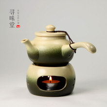 Ceramic Teapots High Quality Side Handle Pot + Bottom Furnace Candle Japanese Style Stoneware Kung Fu Jin Jun Mei Black tea set 2024 - buy cheap