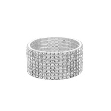 Pulsera brillante para mujer, brazalete elástico con diamantes de imitación de cristal, joyería nupcial para boda, 1 unidad 2024 - compra barato