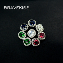 BRAVEKISS red blud green clear crystal square crown ear piercing stud earrings for women jewelry brincos mujer BUE0071 2024 - buy cheap