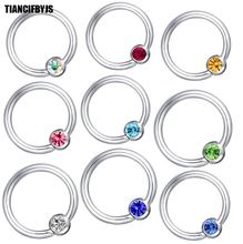 TIANCIFBYJS Stainless Steel Nose Piercing Jewelry Nombril Hoop Rings CZ Gem Body Ear Stud Helix Cartilage Tragus Earring 50pcs 2024 - buy cheap