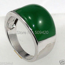 ESTATE FINE real green jade silver ring size 8-9# 2024 - buy cheap