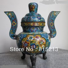 Bi00177-Quemador de incienso de flor, esmalte cloisonne, bronce y cobre, budismo chino 2024 - compra barato
