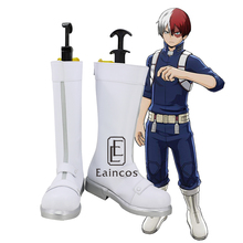 Anime My Hero Academia Todoroki Shoto Cosplay Shoes White Boots Custom-made 2024 - buy cheap