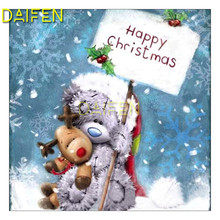 Diy 3d diamante mosaico completo redondo pintura diamante ponto cruz quadrado completo diamante bordado feliz natal dos desenhos animados urso veado 2024 - compre barato