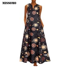 MISSOMO XL dress Women long Maxi Dress Vintage Print Daily Casual V Neck Sleeveless Bohemian bodycon dress retro vestido 618 2024 - buy cheap