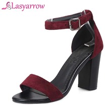Lasyarrow Shoes 2018 Summer High Heels Sandals Woman Ankle Strap Open Toe Sexy Gladiator Shoes Thick Heels Sandals For Women 2024 - buy cheap