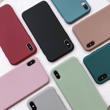 Милый однотонный мягкий чехол для телефона iPhone XR 11 Pro X XS Max 7 8 6 6S Plus, простой модный силиконовый чехол из ТПУ ярких цветов 2024 - купить недорого
