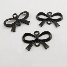 70pcs/pack Women Necklace Pendant Black Tone Alloy Bow knot Charms Connector Finding 22*13*2mm Jewelry Handmade Craft 37794 2024 - buy cheap