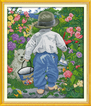 Kit de punto de cruz de The garden boy para niños, lienzo de costura hecho a mano, bordado, manualidades, 18CT, 14ct, 11CT 2024 - compra barato