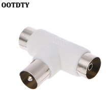 OOTDTY 2 Way TV T Splitter Aerial Coaxial Cable Male to 2x Female Connectors Adapter 2024 - buy cheap