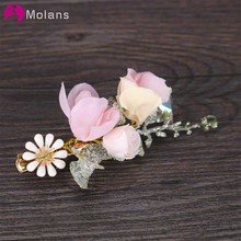 Molans-presilhas de cabelo para casamento 2020, presilhas com flores immorteais em novo estilo, acessórios para estimulação de folha de girassol, presilha de cabelo de liga de ouro 2024 - compre barato