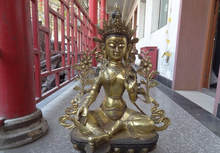 USPS to USA S1675 28" China Bronze Gilt Buddhism Joss Set Tibet Tibetan Green Tara Goddess Statue 2024 - buy cheap