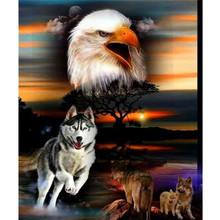 rhinestones pictures 3D Full Rubik Diamond painting Round 5D Square Diamond Embroidery Sale Home decoration Eagle and wolf 2024 - buy cheap