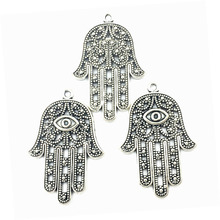 Pendants Devil eyes Palm Hollow Metal Craft Jewelry DIY Finding Accessories Charms 42mm 10Pcs Antique Silver Tone 2024 - buy cheap