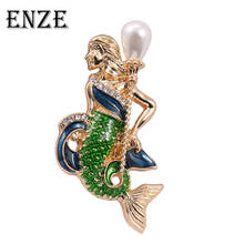 Free shipping Fashion brand new ocean of love set auger enamel glaze mermaid brooch Christmas gifts jewelry wholesale women 2024 - buy cheap