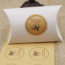 3cm 100pcs flower printed Sticker Labels Thank You kraft /white sticker labels Sealing adhesive labels custom logo  cost extra 2024 - buy cheap