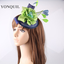 Elegant Ladies Derby Fascinator Sinamay Fedora Hats With Hair Clip Silk Flower Wedding Feather Headwear Occasion Party Headpiece 2024 - buy cheap