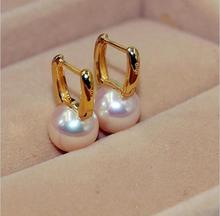 HUGE10-11mm natural south sea genuine gold round white pearl earrings 14k 2024 - buy cheap