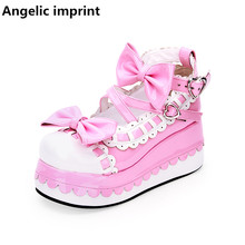 Angelic imprint handmade woman mori girl lolita cosplay shoes lady high trifle heels pumps women princess sweet dress party shoe 2024 - buy cheap