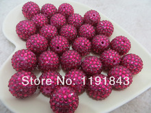 Kwoi vita Fushia color  Rhinestone  Beads 20MM  100pcs A lot Resin Rhinstone Ball  Beads for Chunky  Jewelry Making 2024 - buy cheap