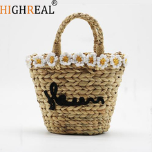 Flower Embroidery Bohemian Straw Bags for Women Kids Small Beach Handbags Summer Vintage Rattan Handmade Kintted Crossbody Bag 2024 - buy cheap