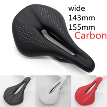 Asiento de fibra de carbono y PU, sillín de bicicleta de montaña para hombre, confort para carreras, color rojo y blanco, nuevo 2024 - compra barato