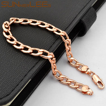 SUNNERLEES Fashion Jewelry Rose Gold Color Bracelet 6mm Smooth Curb Cuban Chain For Mens Womens Gift C30 B 2024 - buy cheap
