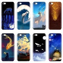 Чехол-накладка из ТПУ для Apple iPhone 4, 5, 5C, iPhone 4, 5, 5C, iPhone 4, 5 S, iPhone 4, 5, SE, с забавными рисунками кошек, оленей, жирафа, рыбы, облаков, iPhone 4, 5 S 2024 - купить недорого