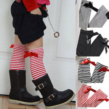 Girls Knee High Socks with Bow Kids Boot Socks Stripe Cute Princess Long Socks for School Baby Solid Color Leg Warmer Brand 2024 - buy cheap