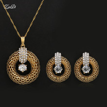 ZuoDi Fashion woman accessories jewelry set 2018 Big Earrings Pendant Necklace Jewelry Sets Women Metal Round Hollow Out Design 2024 - buy cheap