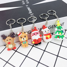 New creative PVC Soft glue Santa Claus, Snowman, elk key buckle pendant girl bag car key pendant holiday small Gift 2024 - buy cheap