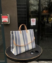 Bolsa feminina tecido listrado, bolsa casual de ombro grande 2024 - compre barato