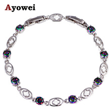 Pulsera de estilo Oficina para mujer, brazalete de arco iris colgante relleno de plata, joyería al por mayor y al por menor TB905A 2024 - compra barato