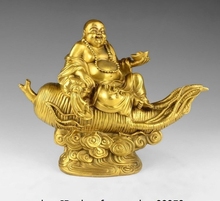 11 China Brass Copper Wealth Money Yuanbao Ginseng Happy Maitreya Buddha Statue 2024 - buy cheap