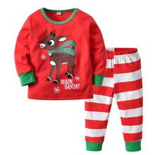 Pijamas nuevos para niños, conjuntos de camiseta de manga larga con ciervo de Navidad y pantalones a rayas, ropa interior para bebés, 2018 2024 - compra barato