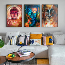 Pinturas abstractas de Buda en lienzo, arte de pared budista colorido moderno, impresiones en lienzo, Cuadros decorativos de pared para sala de estar 2024 - compra barato