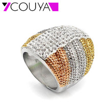 Gold Big Ring For Women 2016 New Anillo Fashion Vintage Jewelry Rings Unique color 3 Colors Women Rings 2024 - buy cheap