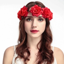 Faixa de cabeça floral em formato de flor de rosa, acessório de cabelo para mulheres, para casamento, primavera, verão, praia, guirlanda 2024 - compre barato