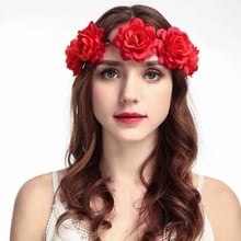 Rose Flower Headband Floral Head Band Wedding Crown Spring Summer Beach Garland Bridal Headwear Women Hair Accessories 2024 - buy cheap