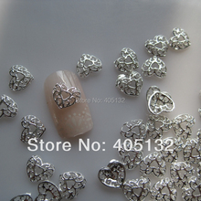 MD-611 3D 50pcs/bag Nail Decoration Metal Silver Heart  Metal Nail Art Decoration 2024 - buy cheap