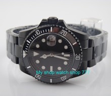 Relógios masculinos de vidro safira 40mm, vidro de cerâmica preto, moldura automática de movimento automático, relógios mecânicos 104a 2024 - compre barato