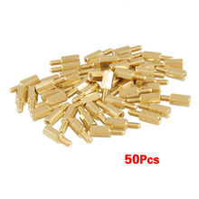 WSFS Hot Sale 50 Pcs Brass Screw Thread PCB Stand-off Spacer M3 Male x M3 Female 6mm 2024 - buy cheap