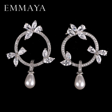 EMMAYA-pendientes de circonia cúbica con perlas de imitación, joyería pequeña, Zirconia, circonita, zirconita, zirconita, alta calidad, regalo de Navidad, 2017 2024 - compra barato