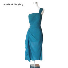 Vestidos de Noche plisados sexys para madre de la novia, vestido azul recto de un hombro con cuentas, longitud del té, Formal, para fiesta, YE11, 2017 2024 - compra barato