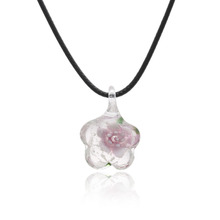 Charm Femme Jewelry Art Murano Lampwork Glass Pendant Necklace with Pink Flowers Inside Necklace for Women Girls Summer Jewelry 2024 - buy cheap