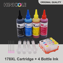 Hin2 cartucho de tinta para recarga, cartucho de tinta para impressora hp 178 ou 17xl photosmart 5510 5515 6510 7510 b109n b110a + 4 cores de tinta corante 2024 - compre barato