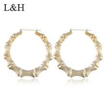 Exaggerated Big Round Circle Bamboo Pattern Hoop Earrings For Women Punk Hip-Hop Gold Silver Brincos Statement Party Jewelry 2024 - buy cheap